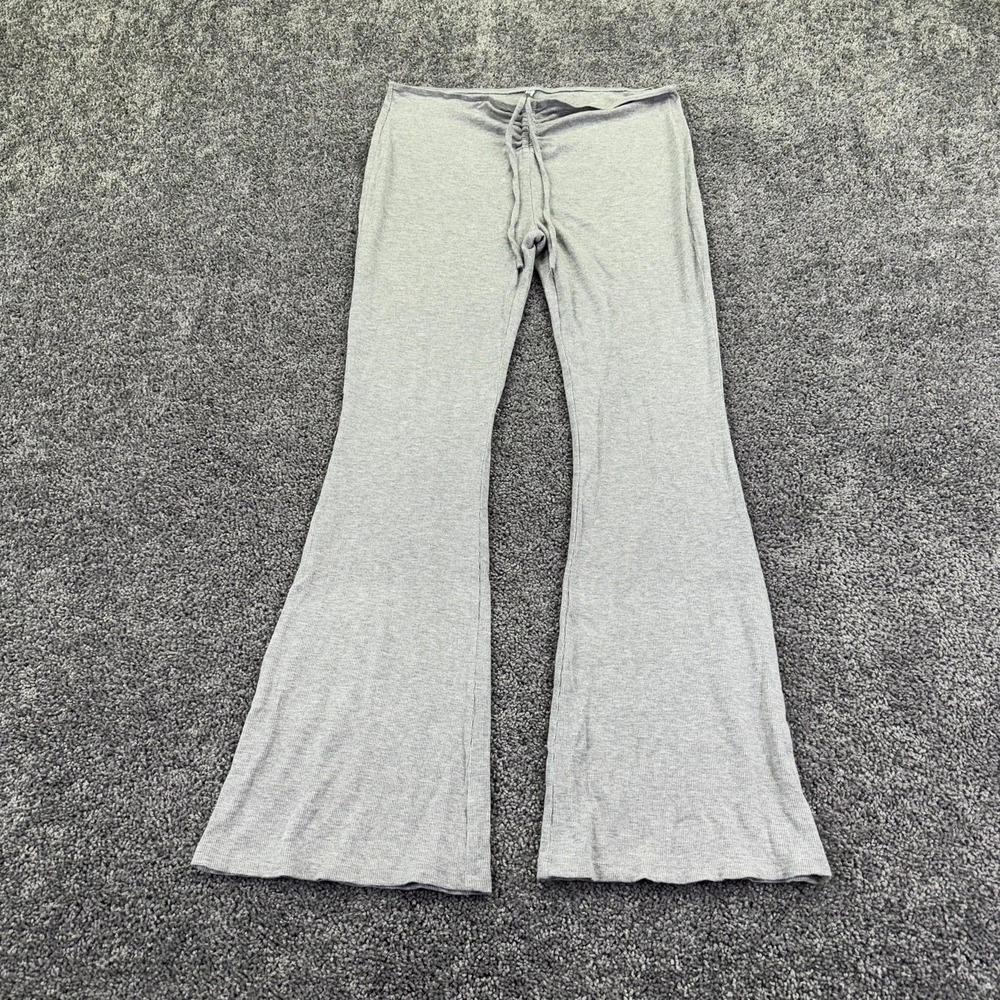 REORIA Sweatpants Womens 2XL Gray Flare Leg Jersey Drawstring Stretch Casual